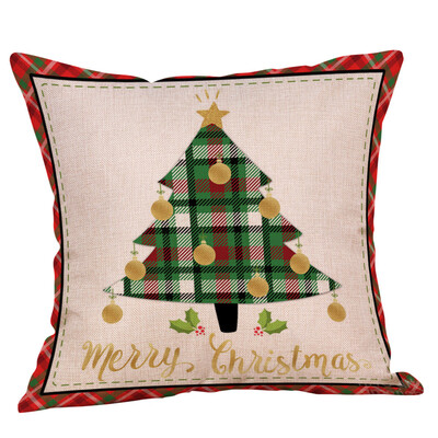 

Tailored Cotton Linen Christmas Tree Zipper Closure Pillow Case Throw Cushion Cover Home