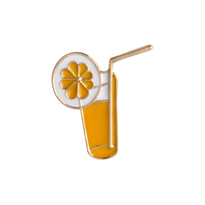 

1 Pcs New Lemon Drinking Cup Pattern Cool Summer Alloy Brooch Delicate 2435cm