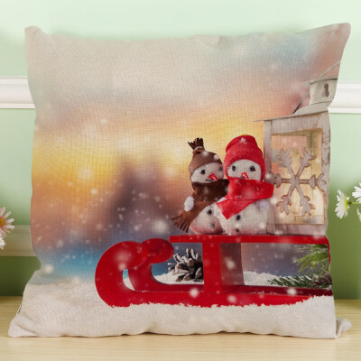 

Tailored New Christmas Snowman Cotton Linen Pillow Case Sofa Cushion Cover Home Decor A