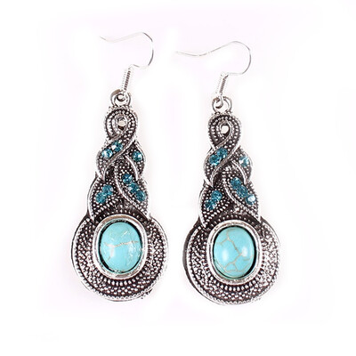 

Tibet Silver Dangle Earrings With Turquoise Decoration Earrings