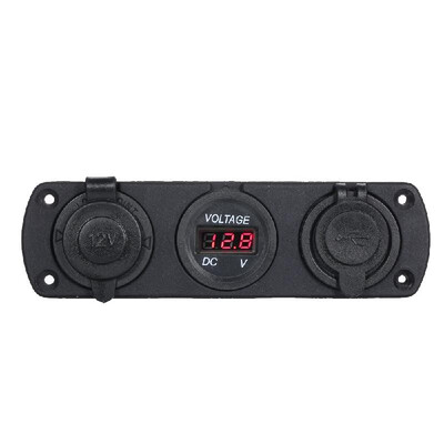 

USB Car Ch-arger Adapter with 42A Dual USB Ports & 12V Power Socket Digital Voltage Meter USB Charging Socket