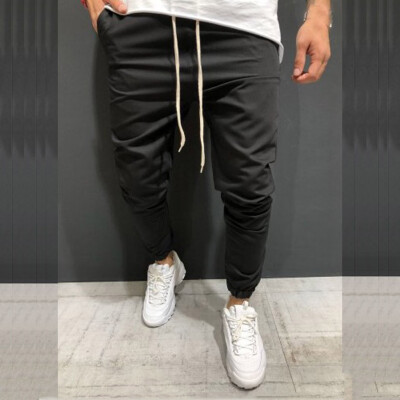 

Tailored Fashion Mens Slim Pure Color Pocket Bandage Casual Sweatpants Drawstring Pant