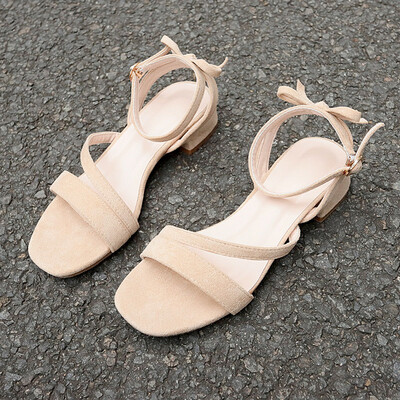 

Summer Roman sandals middle heel open-toed womens shoes Korean version with square head thick heel lady sandals