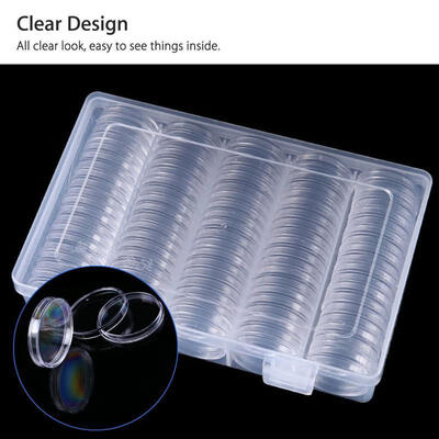

New 30mm Clear Round Coin Cases Capsules Container Holder Plastic Storage Box pealeseer
