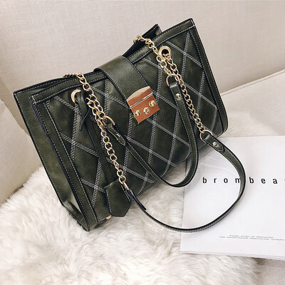 

Spring&summer bag female 2019 new wave Korean version of the wild single shoulder slung fashion lock large capacity rhombic chain bag