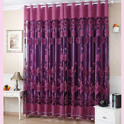 

2Pcs 100250cm Elegant Luxury High-end Floral Pattern Window Curtains with Beads Door Voile Curtain Window Drape Divider Room Wall