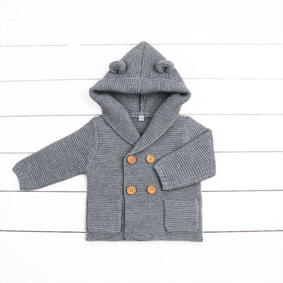 

Baby Boy Knitting Cardigan Winter Solid Sweaters Long Sleeve Hooded Coat