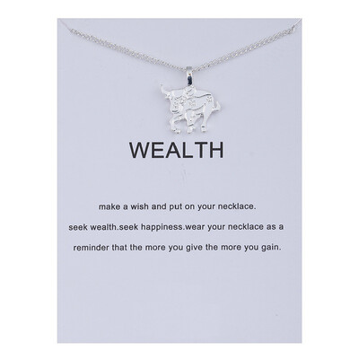 

Fashion Jewelry Animal Zodiac Wealth Cattle Alloy Clavicular Pendant Short Necklace Gril Gift