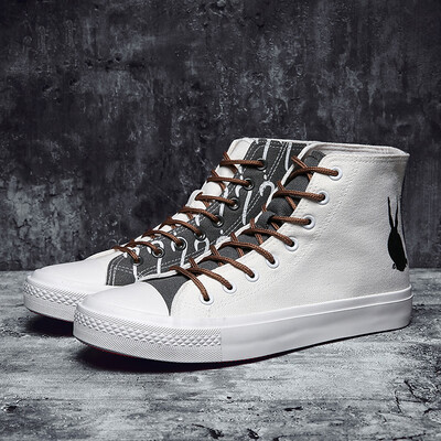 

Autumn mens shoes high to help small white shoes male Korean version of the trend of mens shoes casual canvas shoes mens wild shoes tide shoes