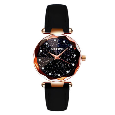 

Women Fashion Brilliant Starry Night Dial Watch Lady Simple Exquisite Metal Quartz Wrist Watch