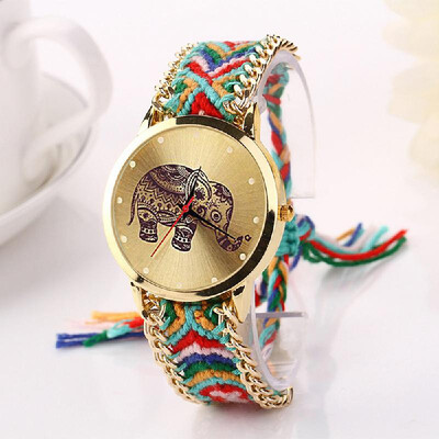 

Automatic Mechanical Ethnic-style Man Woman Quartz Knit Elephant Watch Plush Band