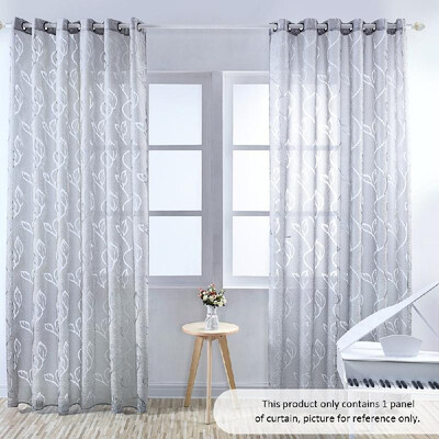 

39 98 inches Polyester Semi-Blackout Grommet Top Window Curtain Panel Living Room Bedroom Hotel Voile Curtain Drape--Grey