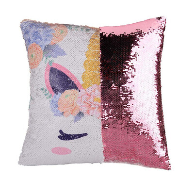 

16" Magic Unicorn Reversible Sequin Pillow Cover Case Throw Cushion Home