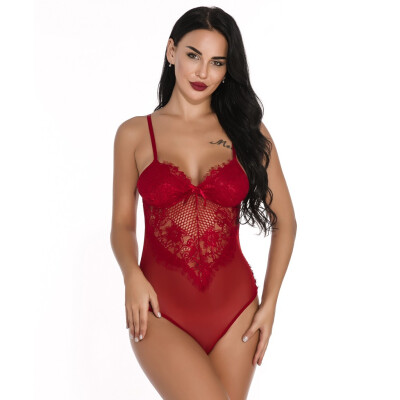 

Toponeto New One Piece Women Mesh Lace V-Neck Teddy Lingerie Jumpsuit Underwear Sleepwear