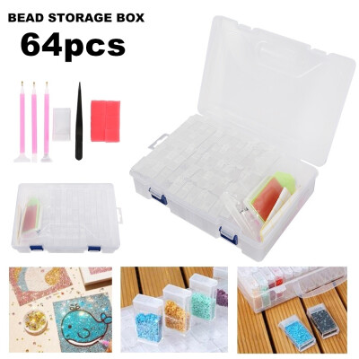 

64Pcs Diamond Painting Storage Box Diamond Embroidery Case Plastic Storage Box for Nails Rhinestones Beads DIY Craft