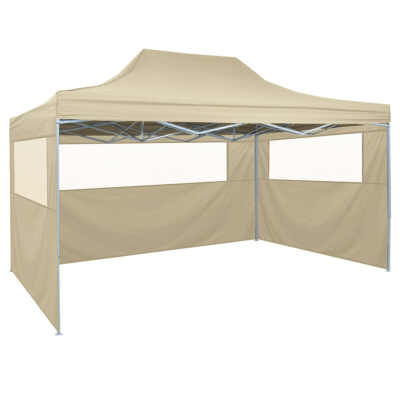 

Foldable Tent Pop-Up with 4 Side Walls 98x148 Cream White