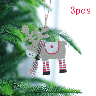 

Gobestart Christmas Wooden Elk Small Pendant Christmas Tree Hanging Pendant 3 Packs