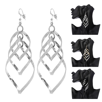 

Silver Hook Drop Dangle Women OL Crystal Ear Stud Spiral Earrings