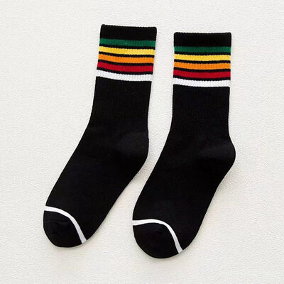 

1Pair Women New Fashion Cotton Colorful Rainbow Stripes skateboard socks Casual Spring Summer Sport Socks