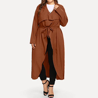 

Gobestart Fashion Women Casual Plus Size Solid Bandage Irregular Loose Outwear Coat