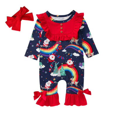 

Newborn Baby Kid Girl Christmas Romper Jumpsuit Bodysuit Rainbow Clothes