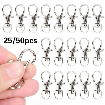 

2550pcs Swivel Lobster Clasp Clips Hook Alloy Key Ring Split Keychain Durable Diy Keyring Hook