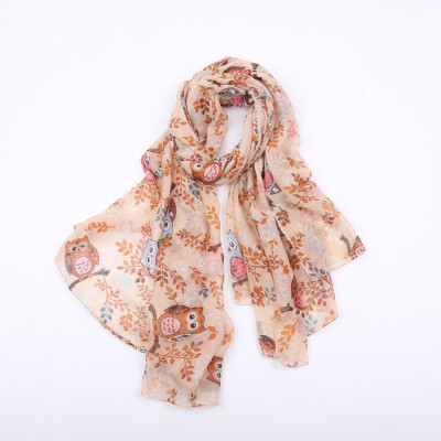 

Gobestart Women Ladies Owl Print Pattern Lace Long Scarf Warm Wrap Shawl