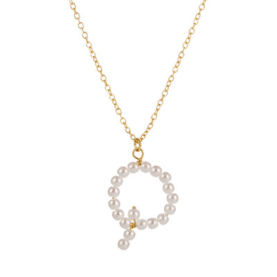 

New Fashion A-Z 26 Letter Necklace Alphabet Pendant Jewelry Statement Elegant Pearl Gold Chain Long Necklace