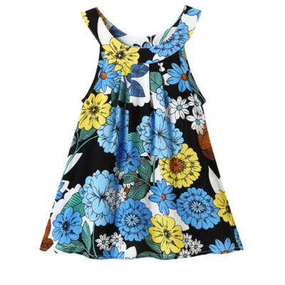 

UK Stock Sleeveless Toddler Kids Baby Girl Summer Floral Casual Dress Clothes