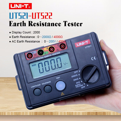 

UNI-T UT521 UT522 Digital Earth Ground Resistance tester 0-2000ohm 2000 count ohmmeter AC earth voltmeter Data hold