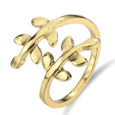 

Women Girls Ring Charms Olive Tree Branch Leaves Open Rings Adjustable
