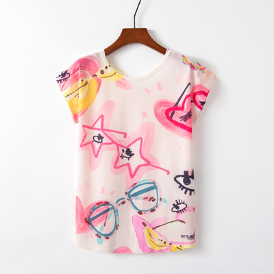 

Nomeni Womens Fashion Geometric Animal Print O-Neck Short Sleeve Loose T-shirt Blouse