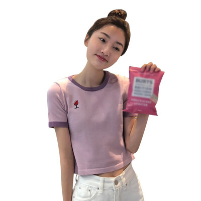 

Short Sleeve O-Neck Casual Solid High Waist Slim T-shirt Womens Casual Print T-Shirt Top