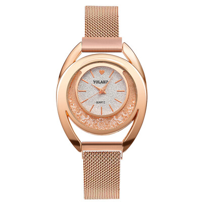 

Fashion Women Watches Flow Beads Dial Ladies Quartz Wristwatch Magnetic Buckle Bracelet Strap Simple Clock Zegarki Damskie