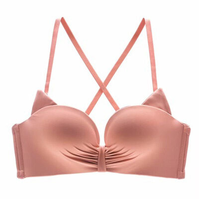 

New Sexy Cat Ears No Steel Ring No Trace Cross Beauty Back Pad Solid Color Gathered Bra