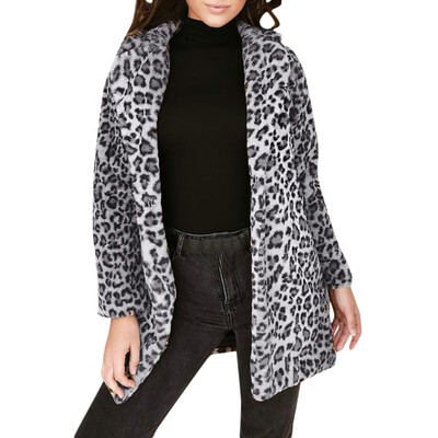 

Toponeto Women Leopard Sexy Winter Warm Faux Fur Coat Cardigan Outwear Coat Jacket