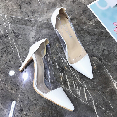 

2018 Black Baitao Korean version of Xiaoqing New High-heeled Shoes Girls Spring Tiny-heeled Single Shoe Girls