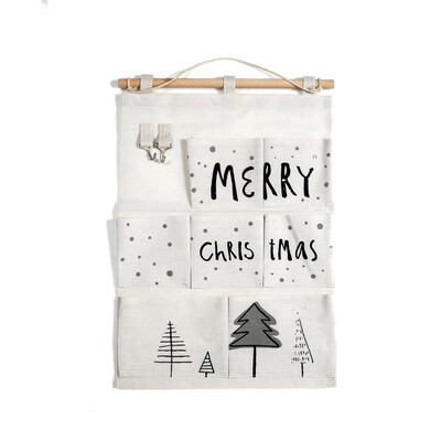 

Christmas Printed Cloth Storage Bag Creative Christmas Door Decor Storage Bag