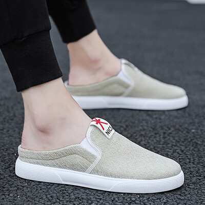 

In summer the Korean version of mens slippers&sandals outdoor sandals wear canvas semi-trailer personality summer Baotou tid
