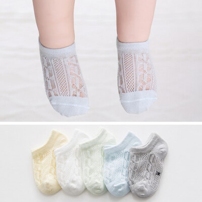

5 Pair Baby Girls boys Anti-slip Cotton Lace Socks Set Mesh Breathable Thin Cotton Girls Socks