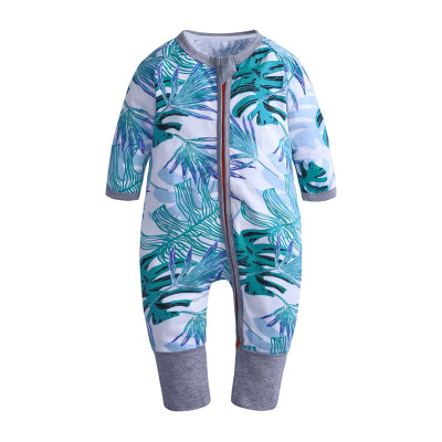 

Autumn Baby Boy Clothes Girl Romper Casual Leaves Print Infant Long Sleeve Zipper Jumpsuit Costumes Winter