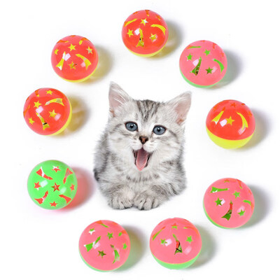 

10pcSet Small Pet 4cm Stars Interactive Bell Plastic Original Toys For Cat Ball with Bell Ring Play Chew Rattle Scratch Ball