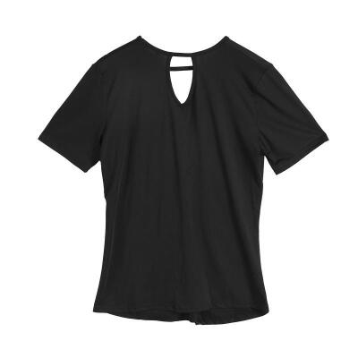 

Women V Neck Casual Short Sleeve Tops Ladies Scrunch Choker Slim T-Shirt Blouse