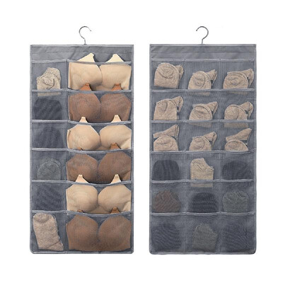 

Double Sided Hanging Storage Bag for for Socks Bra Underwea Mesh Breathable Grids Closet Wardrobe Home Organizer