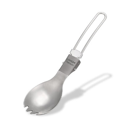 

Lixada Half Polished Titanium Folding Spork Lightweight Outdoor Dinner Spork Flatware for Travel Camping Backpacking