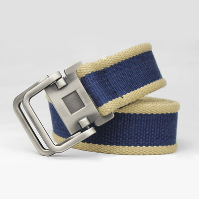

New Double ring buckle Unisex belt fashion Men&Women outdoor canvas stripe belt casual simple youth students cowboy belt