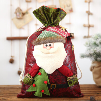 

Gobestart Cute Christmas Decorations Candy Gift Bag Imitation Bark Cartoon Doll Snowman