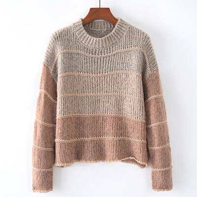 

〖Follure〗Womens Casual Striped Multicolor Sweater Long Sleevel Tops Blouse Sweater