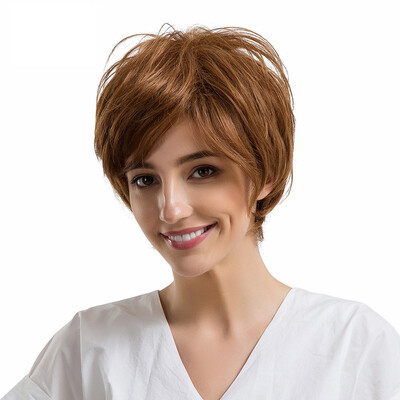 

〖Follure〗Natural Women Short Texture Hair Wigs Slight Wave Human Hair Female Wigs