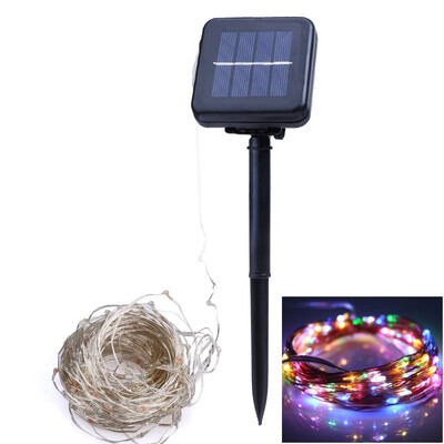 

1PC 10M Solar Silver Wire String Light 2Modes LED Fairy String Waterproof Home Yard Christmas Holiday Gareden Decoration
